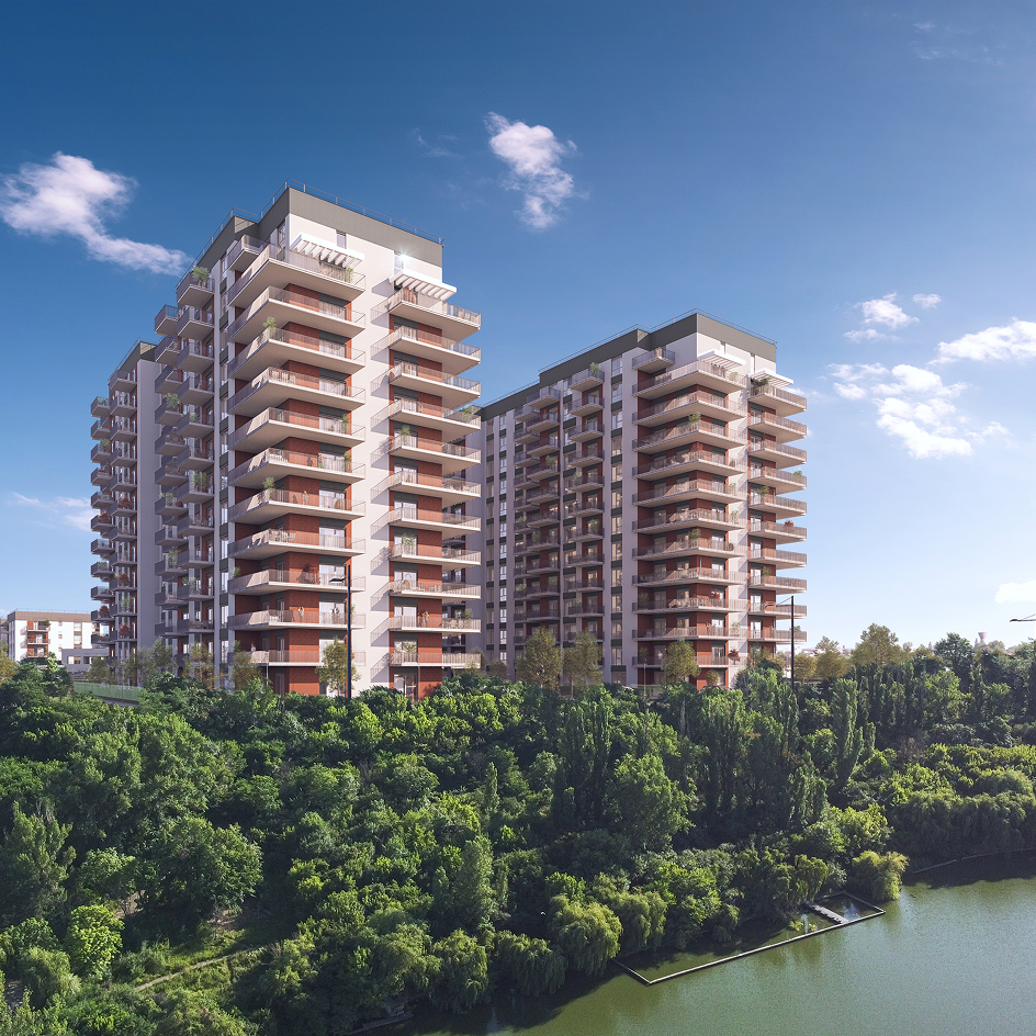 Un ansamblu rezidențial modern în estul orașului, cu vedere la 3 lacuri